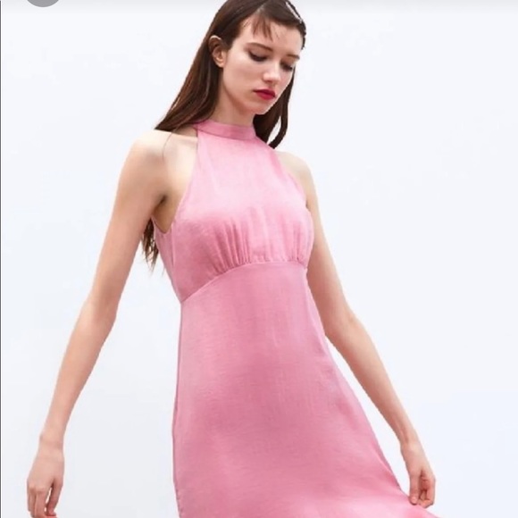 ZARA MIDI PINK DRESS - Picture 2 of 8